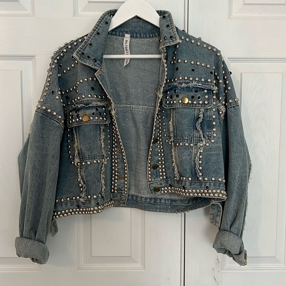 Denim studded Jacket